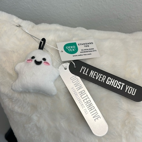 Oeko-Tex | โHey Boo!โ Pillow w/ Ghosts, Bats, Skulls, Pumpkins & Stars - Picture 3 of 12